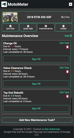 MotoMeter web screenshot